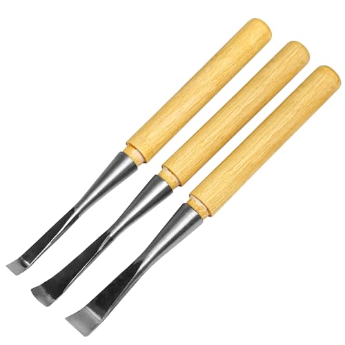 Spoon Gouge Wood Carving Set, 3PCS 10/15/20mm Carbon Steel Bent V-Gouge for DIY Art Craft, Hollowing, Woodworking, Chisels Curved Hand Tools Accessories for Beginners & Professionals