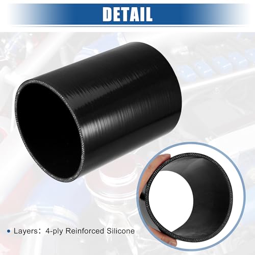 uxcell 4.5" ID 6" Length 4-Ply Reinforced High Temp Straight Coupler Silicone Reducer Hose Black for Car Intercooler Intake Piping Straight Silicone Hose - size: 4.5" ID