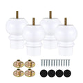 Maricome 4 Inch White Furniture Legs Set of 4 Wood Replacement Legs for Cabinet Dresser Ottoman M8 Bolt Pre-Installed - color: 4 Inch White