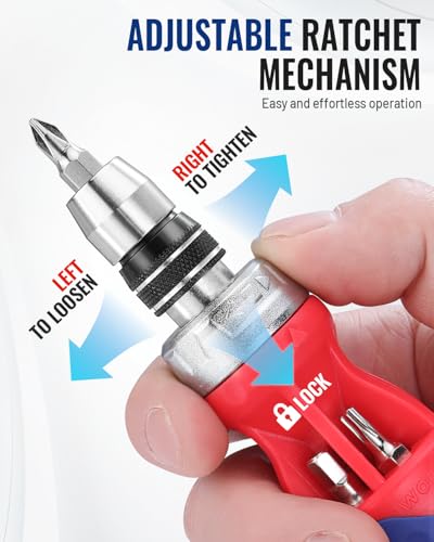 WORKPRO 12-in-1 Stubby Ratcheting Multi-bit Screwdriver - size: Stubby