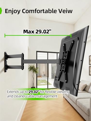 USX MOUNT Long Arm TV Wall Mount for Most 32-65 Inch TVs, 29 Inch Long Extension TV Mount Swivel and Tilt, Full Motion Corner Wall Mount Tv Bracket Fit Max VESA 400 x 400mm, Up to 80 lbs - size: 32-65 Inch
