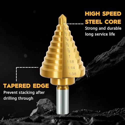 Titanium Step Drill Bit - 4241 HSS Step Bit with Two Straight Grooved - color: 1Pcs Straight