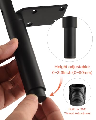 4 Pack Adjustable Cabinet Legs Stand Black 7.2-9.6 Inch Furniture Support Feet Dresser Legs Replacement Extensions End Table Feet Riser Cylinder - color: Black, size: 7.2-9.6 inch(4pcs)