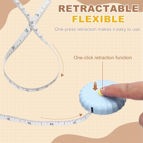 HARFINGTON 2Pcs Soft Tape Measure 79" Double Scale Retractable Mini Cartoon Measuring Tape Cute Tape Measurer for Sewing Craft Cloth Fabric Tailor Weight Loss Body Measurements, Blue - color: Blue