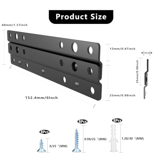 Heavy-Duty Z Interlocking 6 inches French Cleat Hanger, 4 Pairs - size: 6 Inch