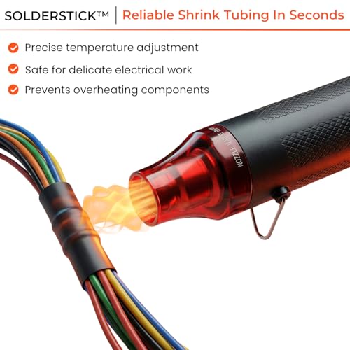 Heat Gun for Soldering with Adjustable Temperature Control – Lightweight Ergonomic SolderStick Heat Tool, IP67 Waterproof, Fast Heating for Heat Shrink Tubing, Electrical Repairs & DIY Use