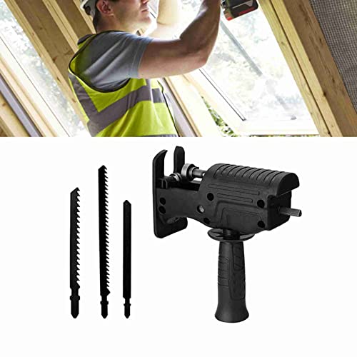 Electric Drill Saw Adapter, Converts Drill into Reciprocating Saw, File or Jig Saw, Steel Blade, Quick Replacement, Wide Application for Wood, Metal, Plastic Cutting