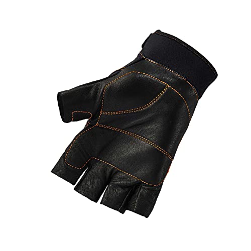 ProFlex 901 Impact Protection Work Gloves, Padded Leather Palm, Half-Finger, Small