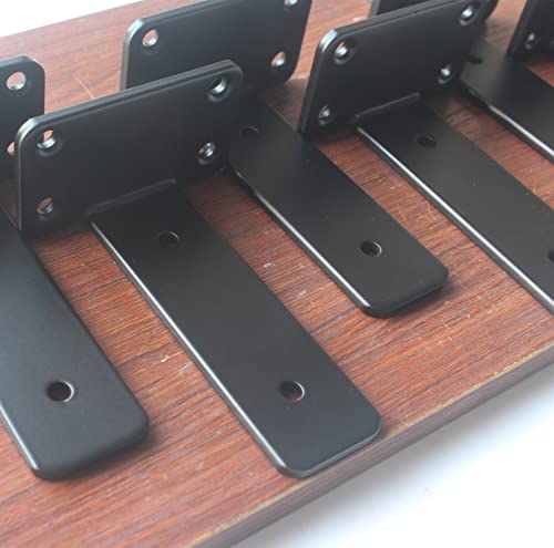 4 Pack - 5 inch Black Hidden L Shelf Bracket (1/5 Inch Thicked) Iron Floating Shelf Brackets Rustic Industrial Metal Brackets for Shelf Support - size: 5 Inch, style: Black 4 Pack