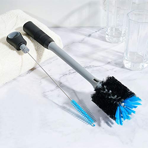 MOSOLAN 2-in-1 Bottle Brush and Straw Cleaner Brush, Black, 1 Pack - color: Black, size: 1 Count (Pack of 1)