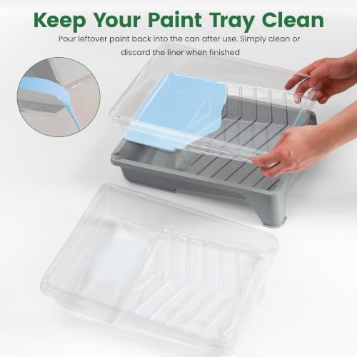 VOOMEY 13PCS 9 Inch Paint Roller Refill Pack, Microfiber Covers & Liners | Includes 3 Microfiber Roller Covers and 10 Tray Liners for Easy Cleanup and House Painting Projects - style: 10 pcs paint tray liners&3 paint roller