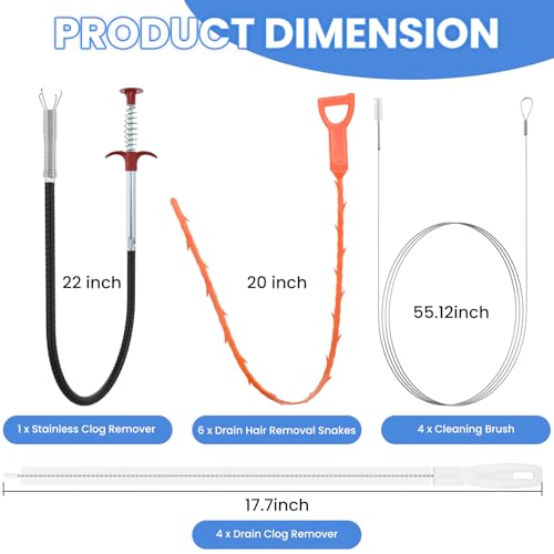 Aifeier ET Drain Clog Removal Tool Set, 15-Pack