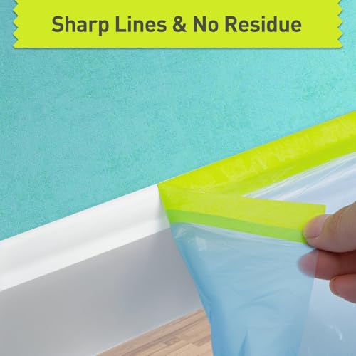 Tangibay Pre-Taped Masking Film for Painting - 44" x 66' Painters Plastic Sheeting with Automotive Paint Tape and Drape for Covering Cars, Walls, Windows and Furniture Protection (12 Rolls) - size: 12 Rolls: 44"