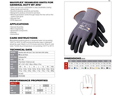 MaxiFlex 34-874 Ultimate - Nylon Micro-Foam Nitrile Grip Gloves - Black Gray - Sizes - 12 Pairs (Dozen) - size: X-Large, style: 1 Pair