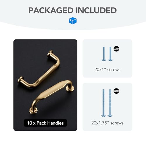 HOME EDIT Champagne Bronze Solid Cabinet Handles & Pulls 3 Inch 10 Pack - color: Champagne Bronze, size: 3 inches Hole Center