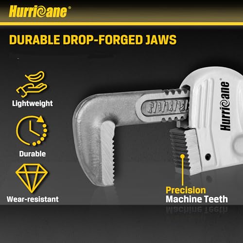 HURRICANE 14-Inch Aluminum Pipe Wrench,Heavy Duty Adjustable Plumbing Wrench,Straight Handle Plumbers Tool,40% Lighter Weight - size: 14 Inch