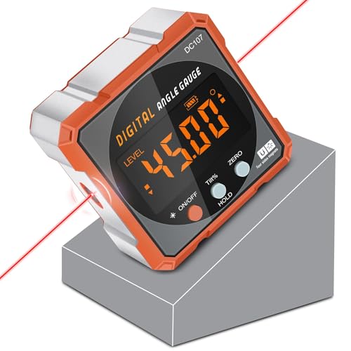 Digital Angle Finder & Protractor, Magnetic Dual Laser Level - color: Tangerine