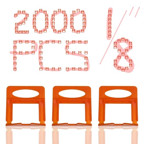 2000 Pcs Tile Leveling System Base Refill Pack, 1/8‘’ Tile Spacer, Suitable for Most Tile Grouting Applications, Easy to Install and Remove - color: 2000 Pcs, size: 1/8"
