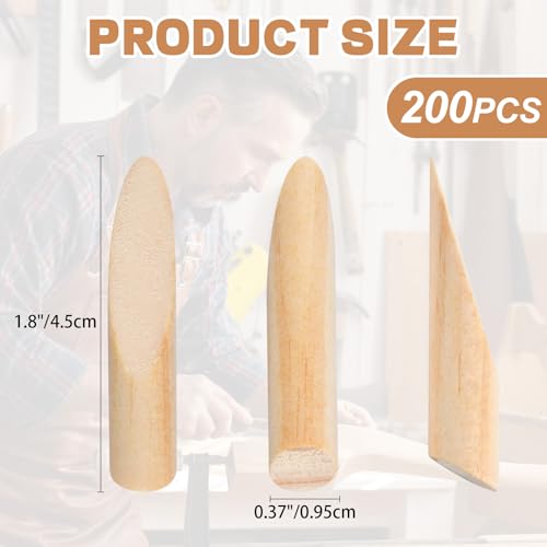 200 Pack Solid Wood Pocket Hole Plugs, Pocket Hole Jig Wood Plugs, Pine Wooden Hole Plugs Pocket Screw Jig Woodworking Tool