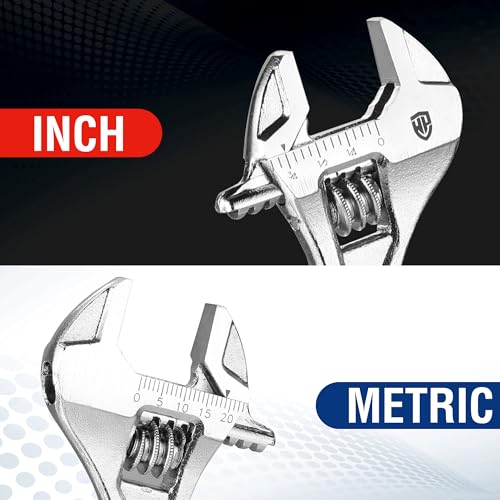 WORKPRO 4" Mini Adjustable Wrench, Cr-V Steel, Compact Design - color: Silver, size: 4 inch