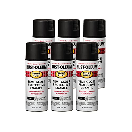 Rust-Oleum Stops Rust Spray Paint, Semi-Gloss Black - color: Semi-Gloss Black, size: 12 Ounce (Pack of 6)