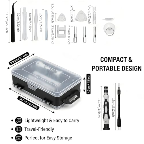 115-in-1 Precision Screwdriver Set, Professional Magnetic Electronics Repair Tool Kit with 98 S2 Steel Bits, Mini Screwdriver Kit for Laptop, Computer, Gaming Consoles, Watch & Glasses Repair
