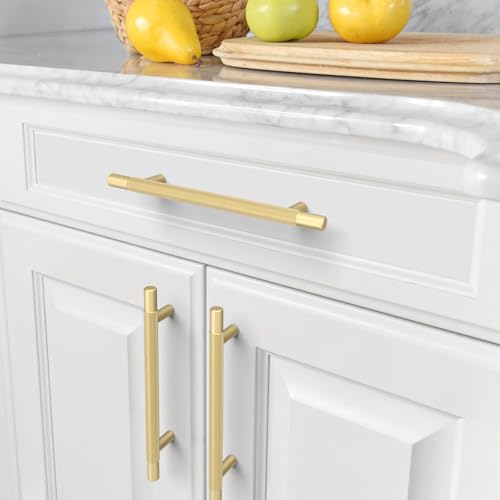 Amerdeco 10 Pack Brushed Gold Knurled Cabinet Pulls 5 Inch Hole Centers Kitchen Cabinet Handles Hardware Kitchen Handles for Cabinets Handles IH0006… - color: Brushed Gold, size: 5"/128MM Hole Center