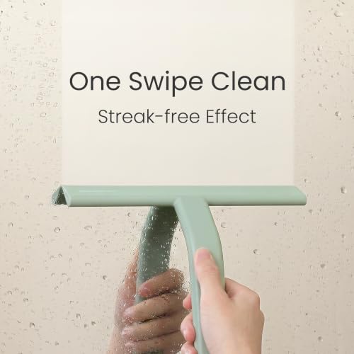 dancemoon JustHang Shower Squeegee with Built-in Hook, 10'' Matte Green - color: Matte Green