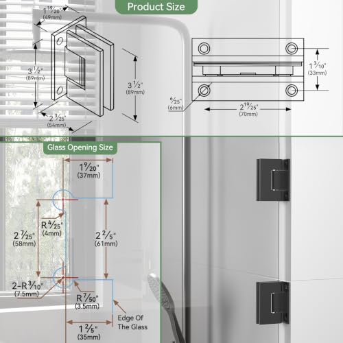 304 Stainless Steel Shower Door Hardware Kit - color: Matte Black