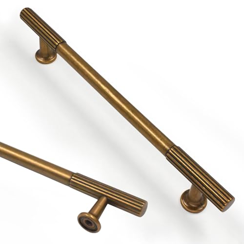 Asidrama 10 Pack 6.3 inch Antique Brass Kitchen Cabinet Handles - color: Antique Brass, size: 6.3" Hole Center