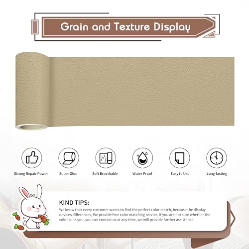 KING MOUNTAIN Leather Repair Patch,4 x 63 Inches self Adhesive Leather Repair Tape for Damaged Leather Furniture, Sofa Seating,Car Seats, Leather Goods（Medium Beige） - color: Medium Beige, size: 4" x 63"