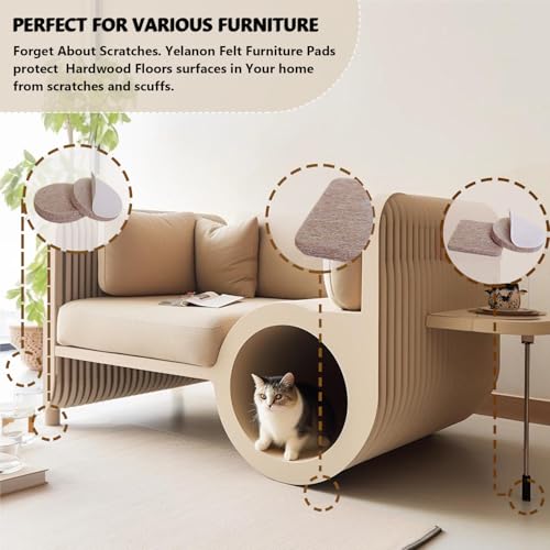 Yelanon Felt Furniture Pads for Hardwood Floors -24 Pcs 2.5" Premium Felt Pads for Chair Legs, Floor Protectors for Furniture, Brown - size: 24 pcs Brown Round
