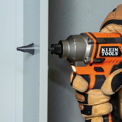 Klein Tools QRST11 Step Drill Bit, Quick Release Spiral Double-Fluted, 7/8 to 1-1/8-Inch, Hex Shank, Cut Steel, Wood, Plastic, Aluminum - size: 7/8 to 1-1/8-Inch, style: Quick Release