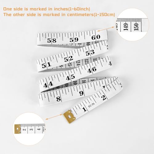 GDMINLO 3 Pack Soft Tape Measure, Retractable, 60-Inch, Push Button, Double Scales, for Body, Fabric, Sewing, Tailor, Black and White
