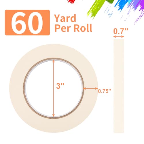 KICNIC Painter Tape, White Masking Tape 0.7 in x 60 yd, 12 Rolls, Removable - color: White, size: 12 Rolls