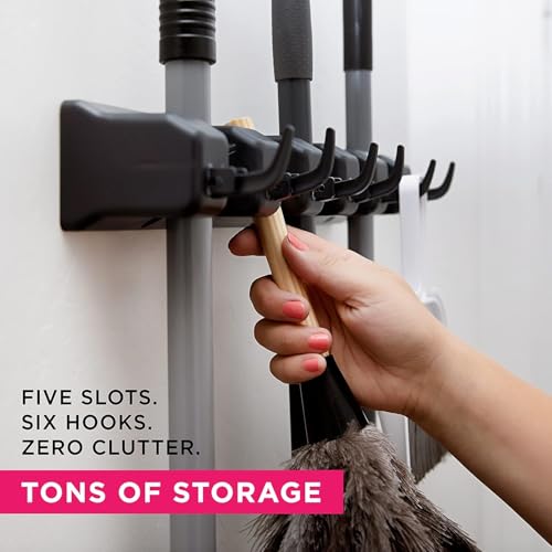 Broom Holder Wall Mount, Broom and Mop Organizer Wall Hanging Rack & Hanger - color: Black, size: 1 Pack
