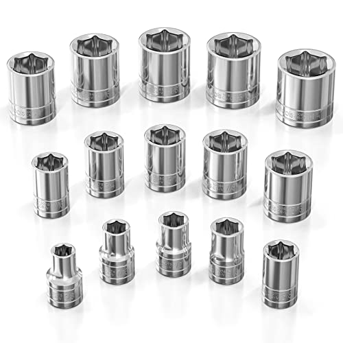 Olsa Tools 1/2-Inch Drive SAE Deep Socket Set - 18pc - color: Sae Shallow, size: 15pc, 1/2-Inch Drive
