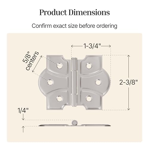 Polished Nickel Butterfly Hinges with Removable Pin - Pack of 2 - Surface Mount Cabinet Door Hinges - UA-261-HPN (1) - color: Nickel