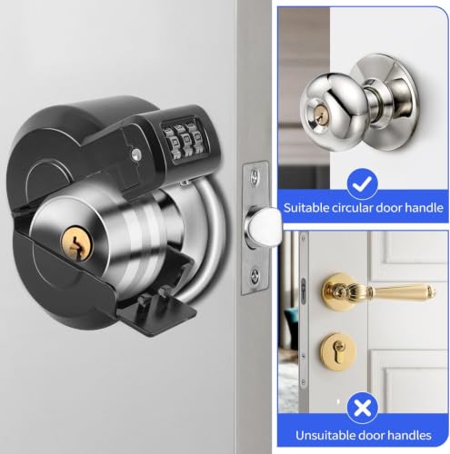 Door Knob Safety Cover Lock Child Proof Door Knob Lockout Device Cover - color: Black