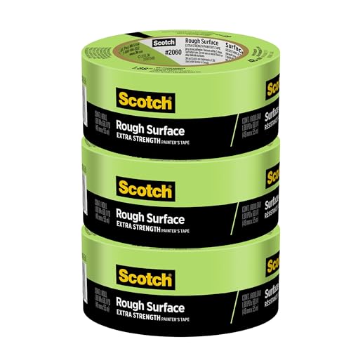 Scotch Rough Surface Painter's Tape 2060-48MP, 1.88 in x 60.1 yd (48mm x 55m), 3-Pack – Strong Adhesive, Clean Removal, Tear-Resistant Masking Tape, for Brick, Concrete, Stucco, Textured Surfaces - size: 3-Pack