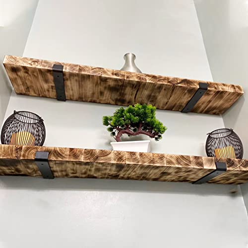 4 Pack Shelf Brackets, Heavy Duty 9 Inch J Shelf Bracket with Lip, Industrial Wall-Mounted Floating Supports for 8.8" Wide Lumber Board, Matte Black, HOME MASTER HARDWARE - size: 4 Pack