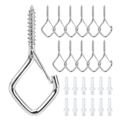 12 Pack 304 Stainless Steel Ceiling Hooks for Plants, Locking Clip - size: 12
