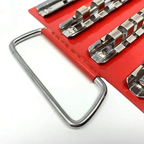 80-Piece Socket Organizer Tray - Heavy Duty Tool Organizer for 1/4, 3/8, 1/2 Inch Drives - Secure Socket Holder for Tool Box Drawer - size: 41.2cm/16-1/5”