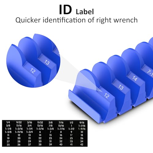 DEHOYI 48 pcs MAGNETIC Modular Wrench Organizers for Tool Drawers - Wrench Rack with Metric&SAE Labels, Perfect Tool Storage Holder. Gift for mechanics (Blue) - style: Magnetic (48 pcs Blue)
