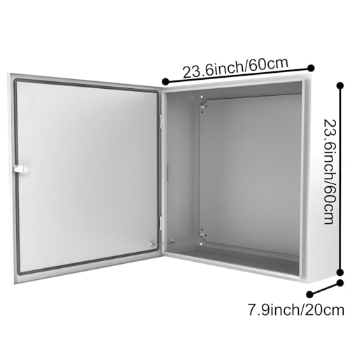 TOCRETOARE Outdoor Electrical Junction Box, 24x 24 x 8' ' NEMA 4X Enclosure Box, Wall Mounted IP66 Waterproof & Dustproof Lockable Metal Junction Box - size: 24"x24"x8"