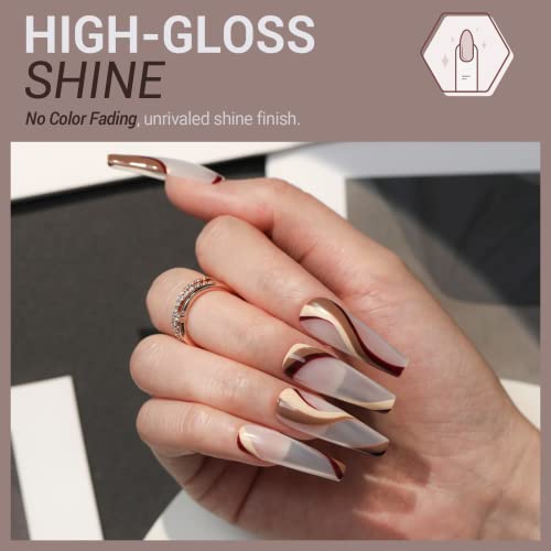 modelones Fall Gel Nail Polish Set, Chocolate Brown Coffee Nude Glitter - color: A4 Chocolate bar