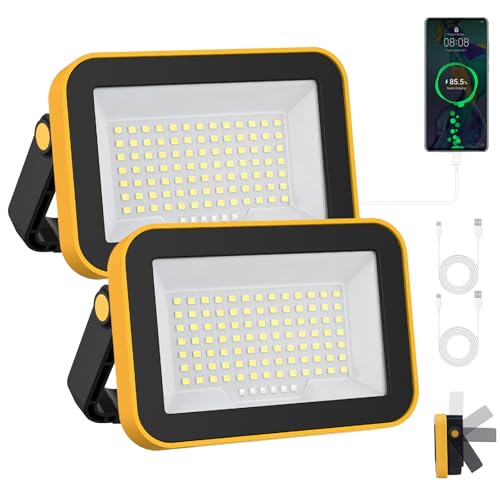 2-Pack 40W Rechargeable LED Work Lights, Portable Flood Light