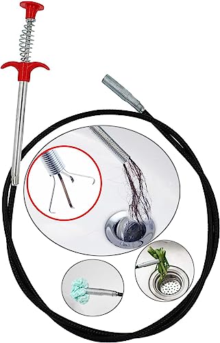Drain Snake Drain Clog Remover Flexible Grabberable Pick Up Cleaning Tool Reacher Claw Stick, Drain Auger Grab Trash Hairs from Drain,Sink,Bathroom Tub Toilet Hose (79 Inch Drain Snake Tool) - style: 79 Inch