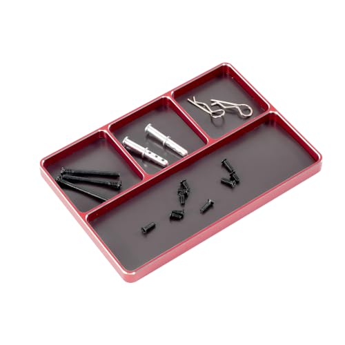 Universal CNC Aluminium RC Magnetic Screw Tray Magnetic Parts Tray Magnet Screws Holder Plate Organizer Parts Tray Nut Gasket Tool Tray for Sockets, Bolts, Pins, Phones, RC Car Boat Plane (Red) - color: 1.red