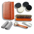 shoe care kit horsehair brush,long-handled round brush,white & black polish,polishing cloth,shoe horn,storage box. - color: White+black